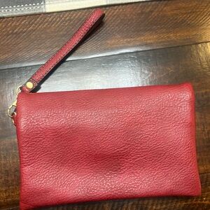 JOY Red Leather Wristlet Clutch